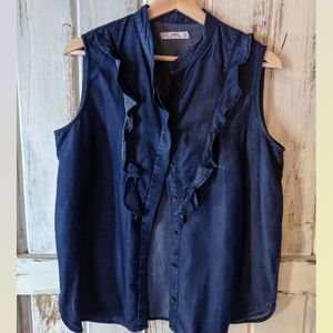 Mango Sleeveless Denim Shirt